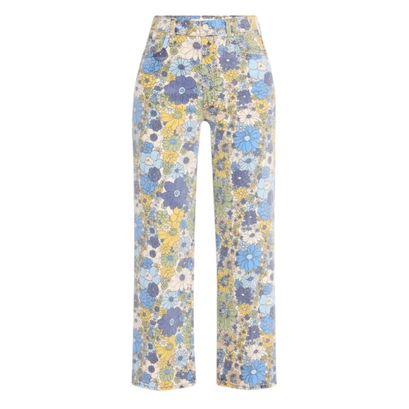 MOTHER The Rambler Zip Ankle jeans in Floral Patterned denim Jeans NEW - Picture 2 of 4